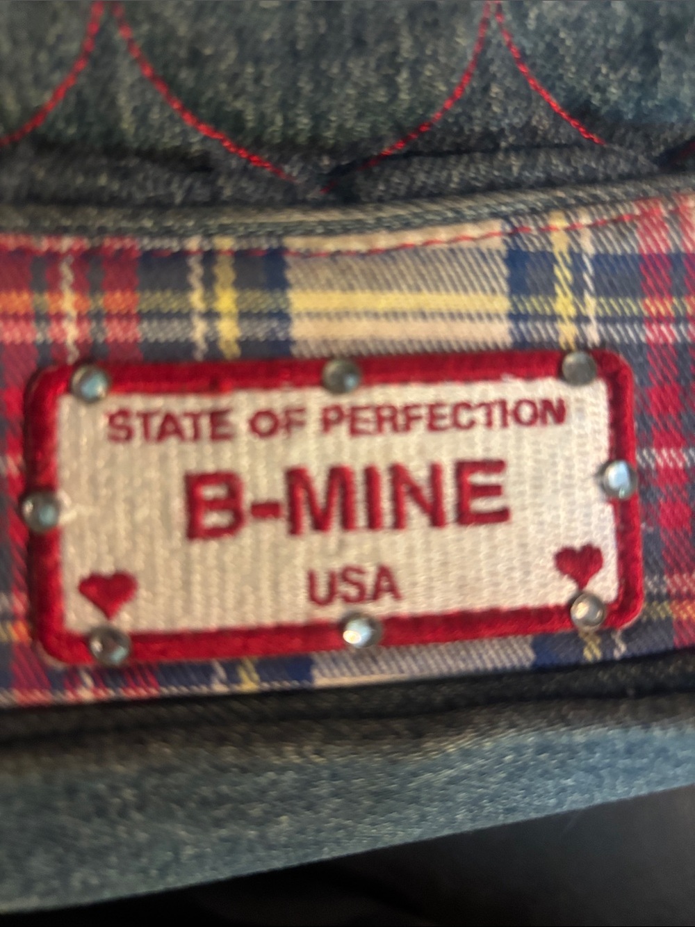 Vintage B-Mine Denim Heart Accent Shoulder Bag - Blue - Picture 5 of 5